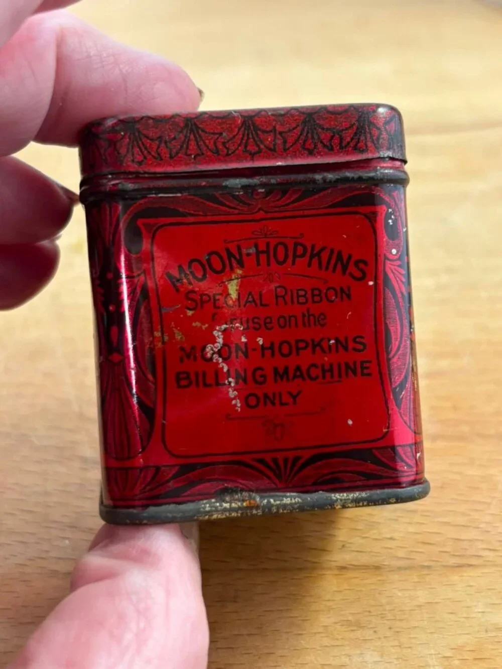 Antique Moon-Hopkins Billing Machine Ribbon Tin | c.1910s St. Louis Office Adver - Picture 5 of 8